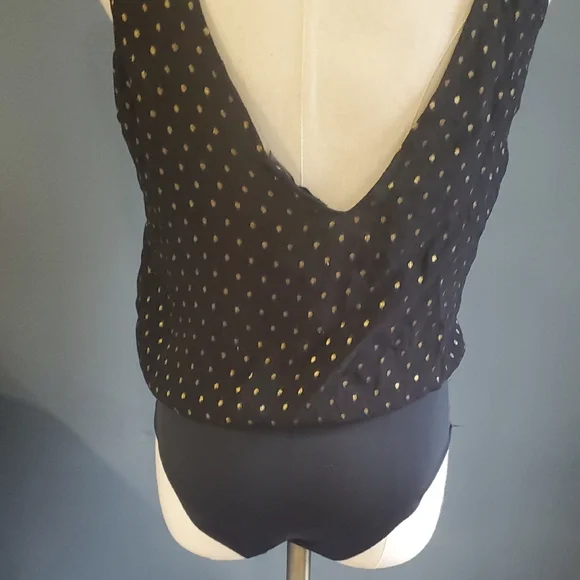 Zara Black Sleeveless Bodysuit with Green Embellishments Sz M - Picture 9 of 13